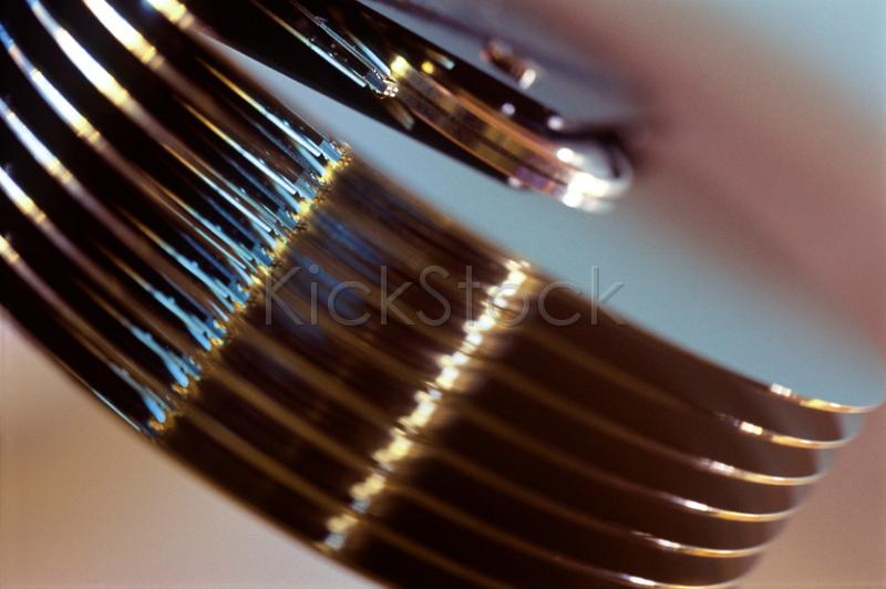 macro image of an old hard disk with 8 platters