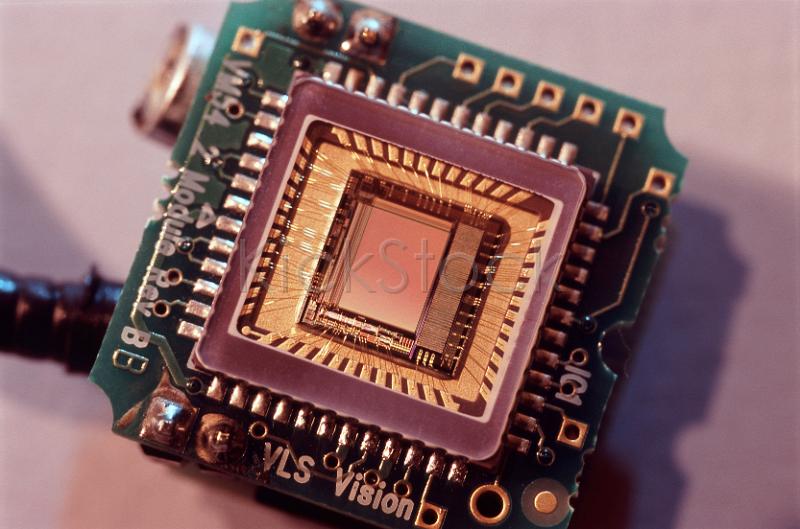 close up details of a ccd microchip